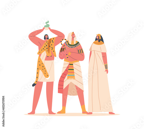 Ancient Egyptians Shaman  Pharaoh and Woman Characters. People of Egypt Civilization  Important Society Figures