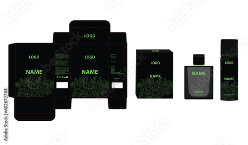 Packaging design, luxury perfume box, deo design mock up box. Illustration vector.