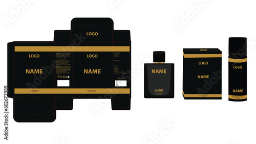 Packaging design, luxury perfume box, deo design mock up box. Illustration vector.