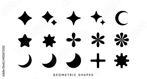 Vector graphic assets set. Collection universal trendy geometric shapes. Universal templates for posters, banners