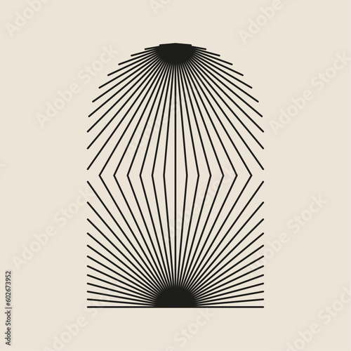 Boho frame arch vector illustration modern minimalistic retro aesthetic linear arc portal logo bohemian design element mystical geometric abstract border