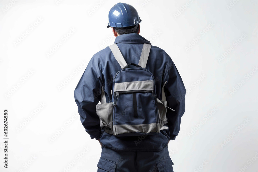 Back side ofconstruction foreman people, white backgroud. Generative AI Back side ofconstruction foreman people, white backgroud. Generative AI