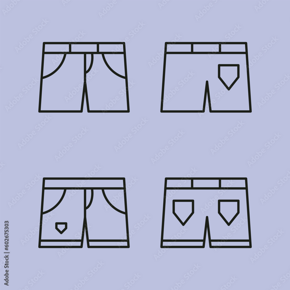 logo Line art shorts icon set. Vector illustration. Swimming trunks vector icon design,man and woman shorts pants logo design logo Line art shorts icon set. Vector illustration. Swimming trunks vector icon design,man and woman shorts pants logo design
