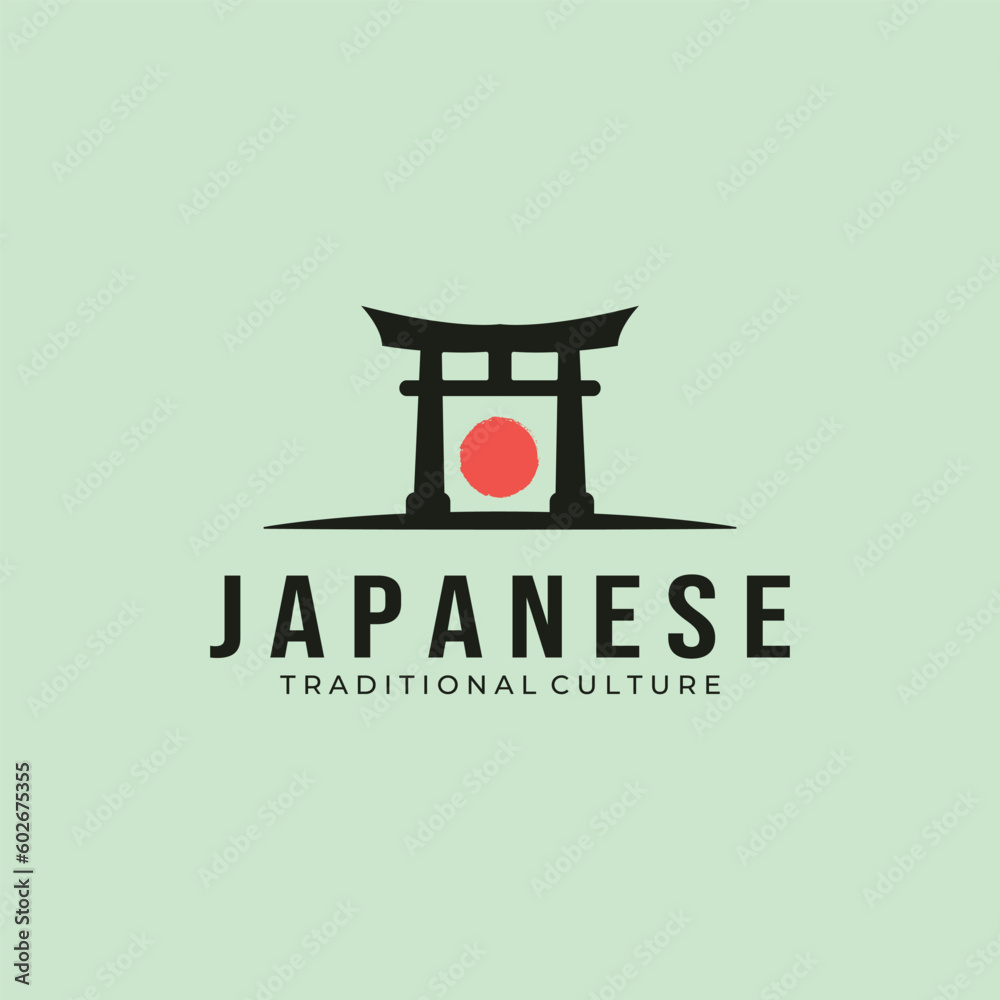 torii gate logo japanese culture vector symbol minimal illustration design, japanese religion symbol illustration design