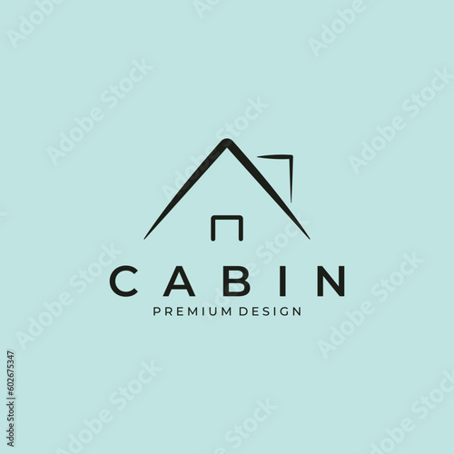 line art cabin logo vector minimalist illustration design, inn logo design