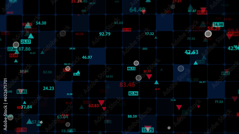 3d rendering of stock market data on a dark background