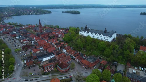 Aerial view around the city Plön in Germany on a sunny spring day photo