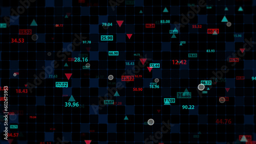 3d rendering of stock market data on a dark background