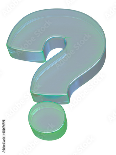 Question mark, glass and shine questionmark, 3d question mark in different positions. Png question mark. PNG, 3D render.