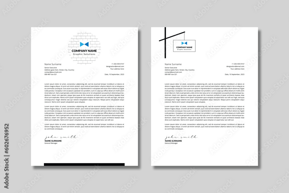 Clean Abstract Letterhead Template - 2 Variations Clean Abstract Letterhead Template - 2 Variations