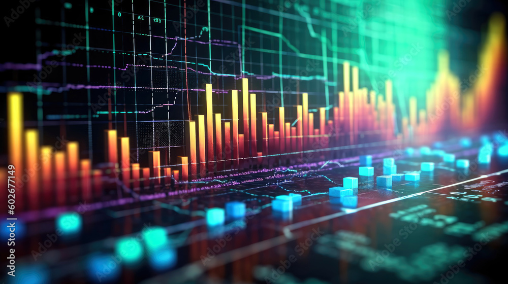 Stock market and trading, digital graph. Generative AI Stock market and trading, digital graph. Generative AI
