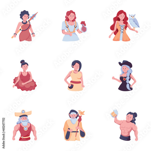 Collection of Fantasy Persons Flat Icons 

