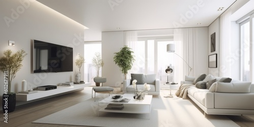 Chic Modern Living Room Interior AI Generated Generative AI