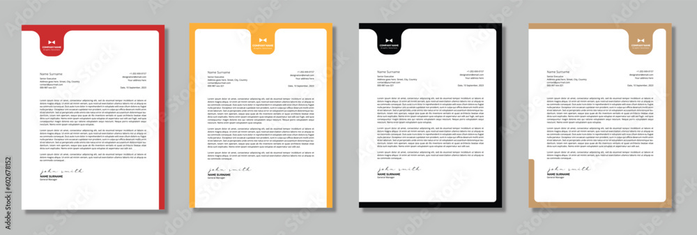 Clean Modern Letterhead Template - 4 Variations Clean Modern Letterhead Template - 4 Variations