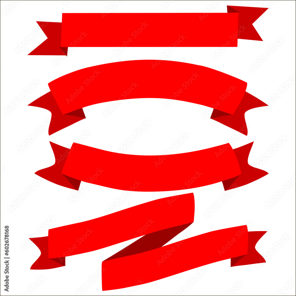 Retro Flat Ribbon Red Decorative Banners Vector Collection On White Background Retro Flat Ribbon Red Decorative Banners Vector Collection On White Background