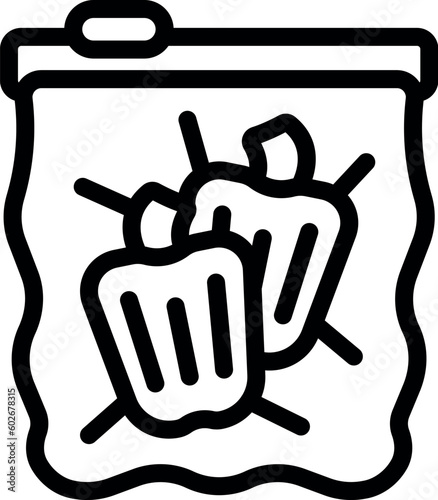 Vegetable vacuum bag icon outline vector. Food pack. Product cook