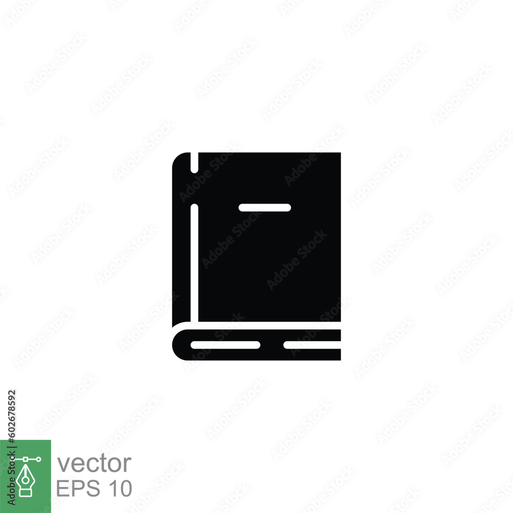 Dictionary book icon. Simple solid style. Literature, school library, encyclopedia, learning concept. Black silhouette, glyph symbol. Vector illustration isolated on white background. EPS 10. Dictionary book icon. Simple solid style. Literature, school library, encyclopedia, learning concept. Black silhouette, glyph symbol. Vector illustration isolated on white background. EPS 10.