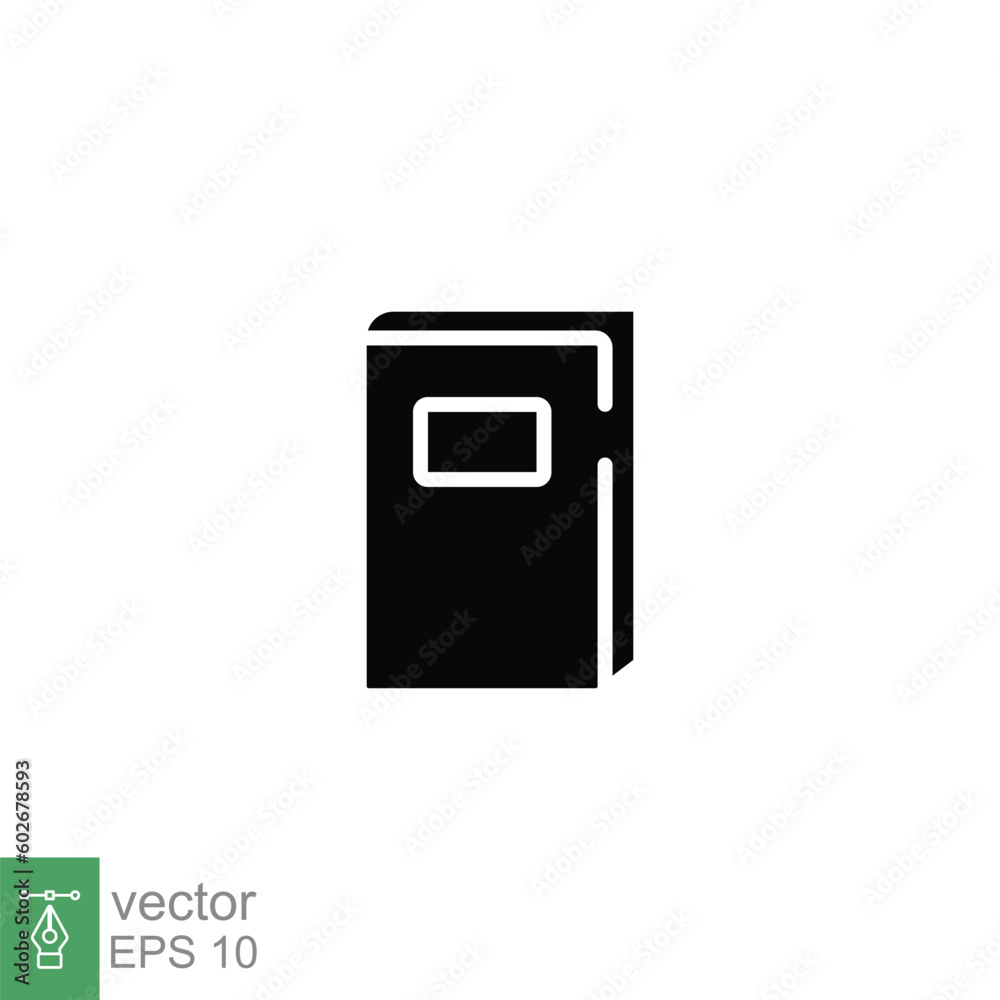 Dictionary book icon. Simple solid style. Literature, school library, encyclopedia, learning concept. Black silhouette, glyph symbol. Vector illustration isolated on white background. EPS 10. Dictionary book icon. Simple solid style. Literature, school library, encyclopedia, learning concept. Black silhouette, glyph symbol. Vector illustration isolated on white background. EPS 10.