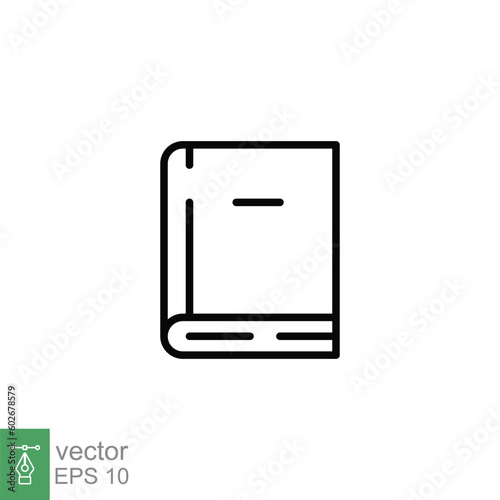 Dictionary book icon. Simple outline style. Literature, cover, diary, education concept. Thin line symbol. Vector illustration isolated on white background. EPS 10.