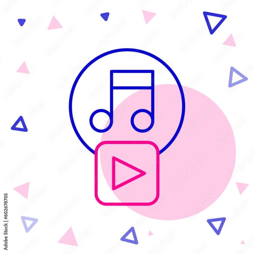 Line Play in square icon isolated on white background. Colorful outline concept. Vector Line Play in square icon isolated on white background. Colorful outline concept. Vector