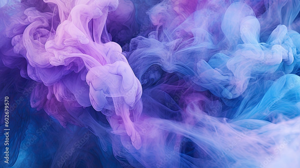 Blue and purple smoke background in an abstract canvas style. Generative AI