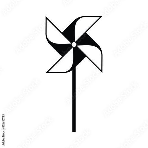 Pinwheel Silhouette. Black and White Icon Design Elements on Isolated White Background