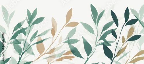 Wallpaper Mural pattern with leaves. Generative AI Torontodigital.ca