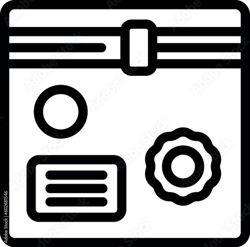 Product pack icon outline vector. Vacuum food. Cook seal