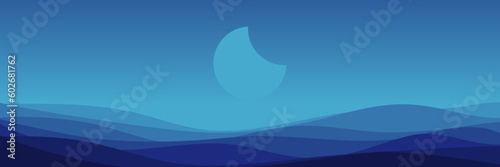 crescent moon in the sunset sky horizon vector illustration good for wallpaper design, design template, background template, and tourism design template