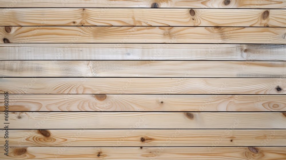 Light wooden planks. Light three-dimensional wood texture. Wood background. Modern wooden-facing background. Generative AI.