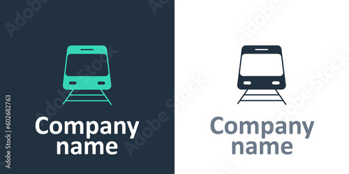 Logotype Train and railway icon isolated on white background. Public transportation symbol. Subway train transport. Metro underground. Logo design template element. Vector
