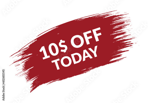 Best price only today 10$ off . Red vector banner illustration isolated on white background