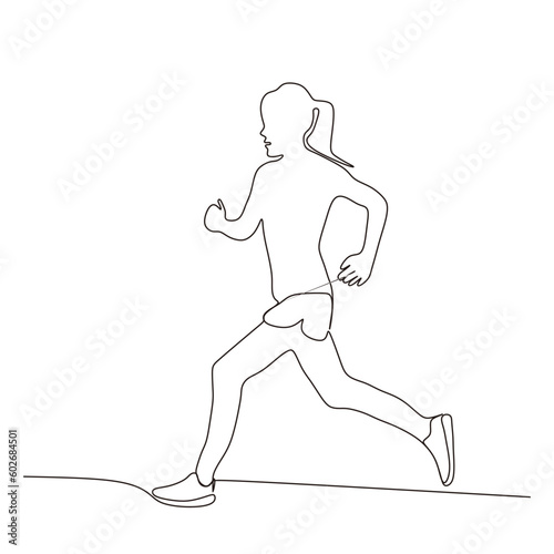 continuous line drawing of person doing sport running