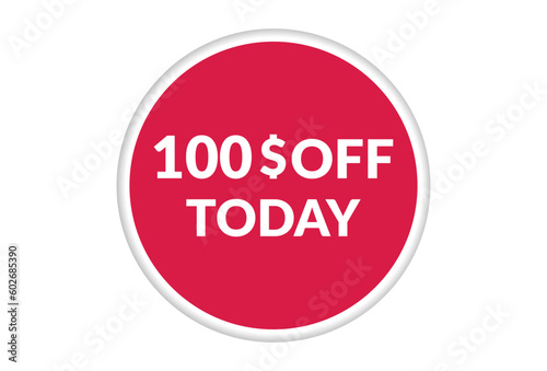 Best price only today 100  off . Red vector banner illustration isolated on white background