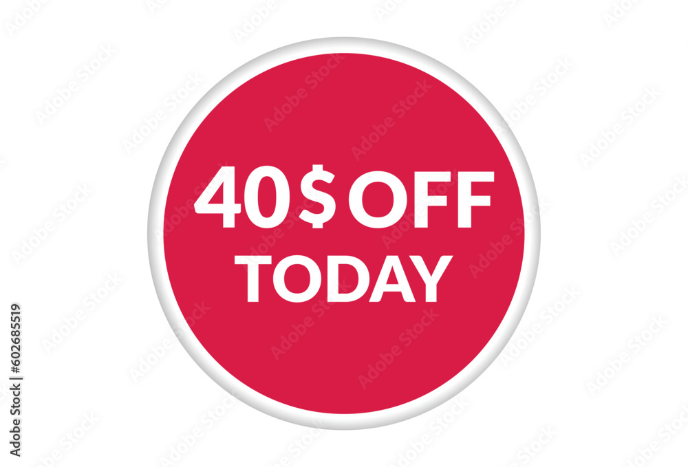 Best price only today 40$ off . Red vector banner illustration isolated on white background Best price only today 40$ off . Red vector banner illustration isolated on white background