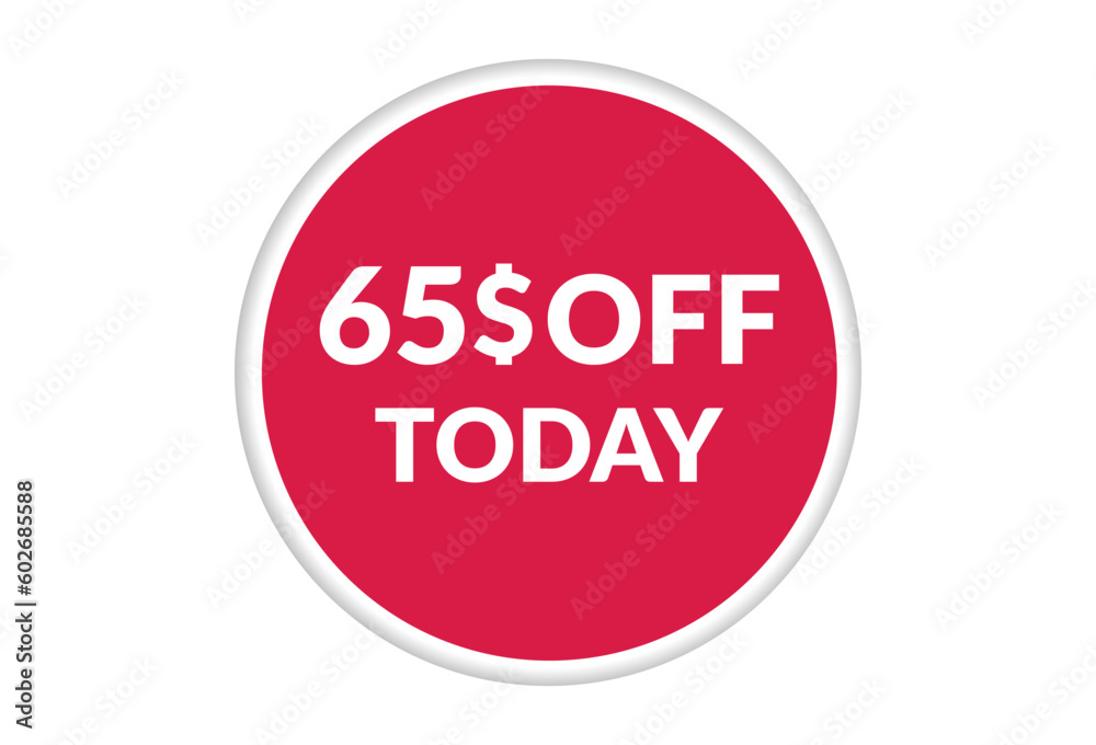 Best price only today 65$ off . Red vector banner illustration isolated on white background Best price only today 65$ off . Red vector banner illustration isolated on white background