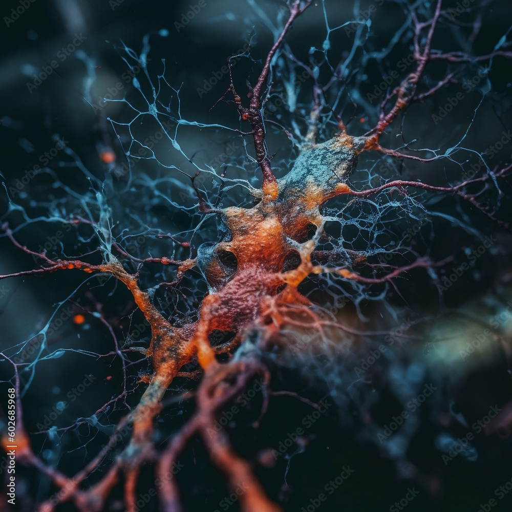 a single neuron in the brain, intricately colored and shaped witch Generative AI technology a single neuron in the brain, intricately colored and shaped witch Generative AI technology