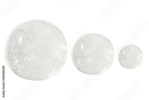 The texture of the liquid gel. Transparent texture of hyaluronic acid gel. Ball, circle. drop of gel. PNG. Set