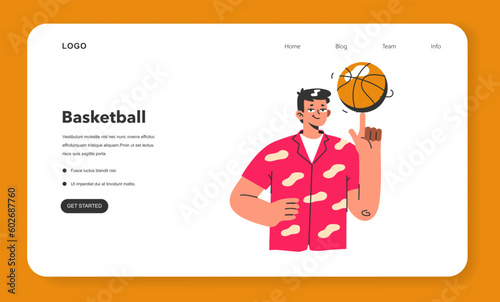 Basketball game web banner or landing page. Team players during the game © inspiring.team