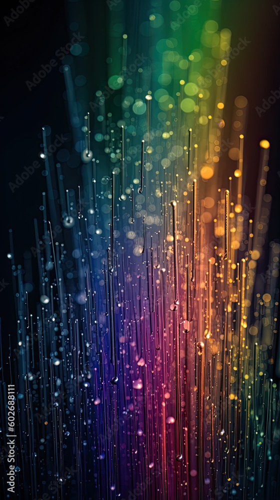 Fiber optics background with lots of light spots and bokeh, Generative AI Fiber optics background with lots of light spots and bokeh, Generative AI