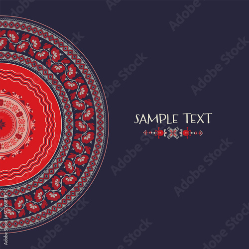 Decorative background with traditional Ukrainian embroidery ornament and place for text.