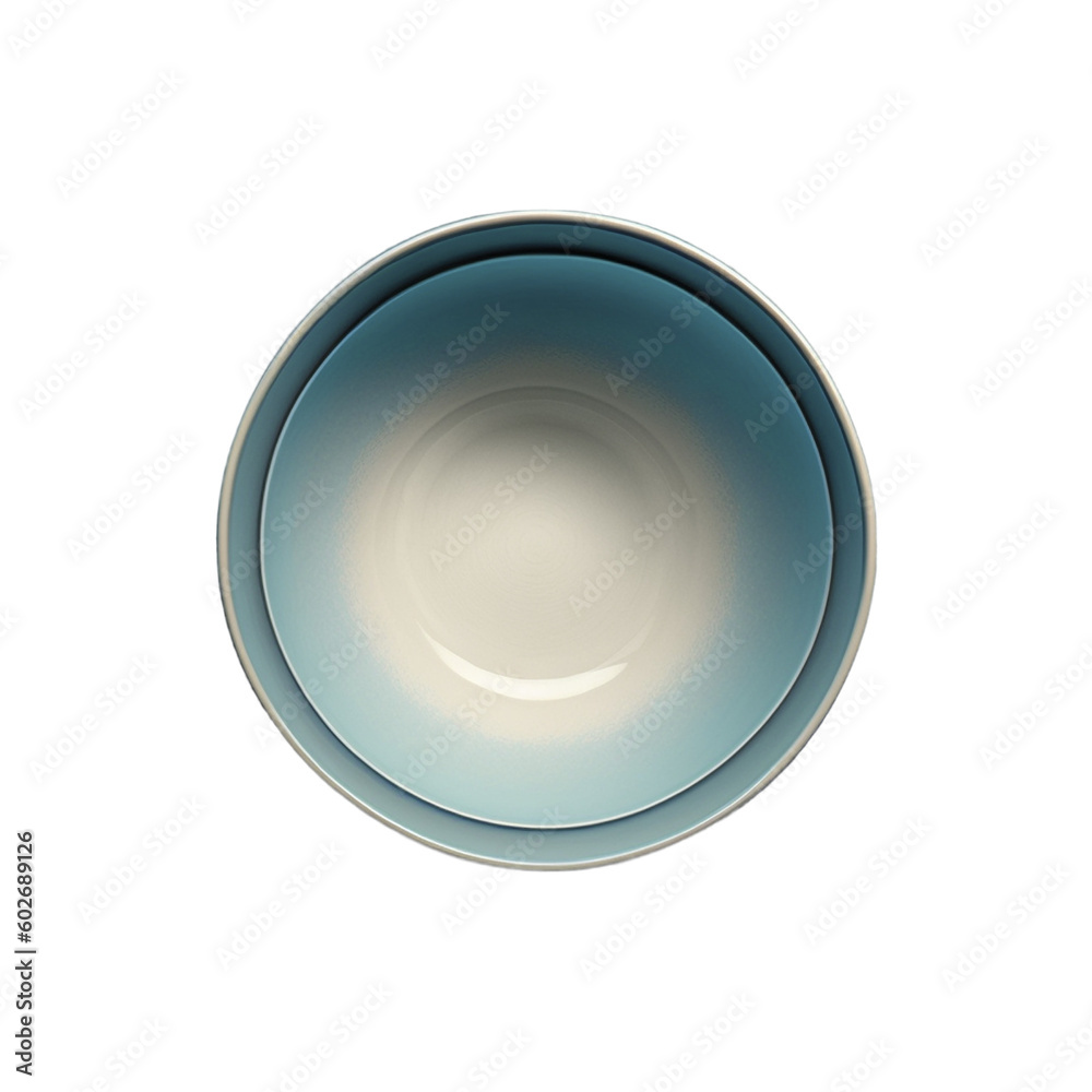 Flat lay top view at empty round bowl on transparent background, created with generative AI Flat lay top view at empty round bowl on transparent background, created with generative AI