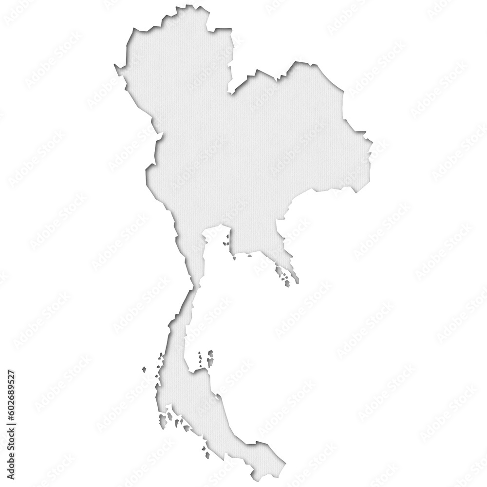 Thailand map in paper cut style 