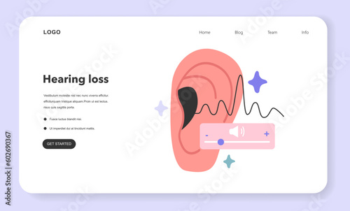 Hearing loss concept. Human ear disease or disability. Deaf person