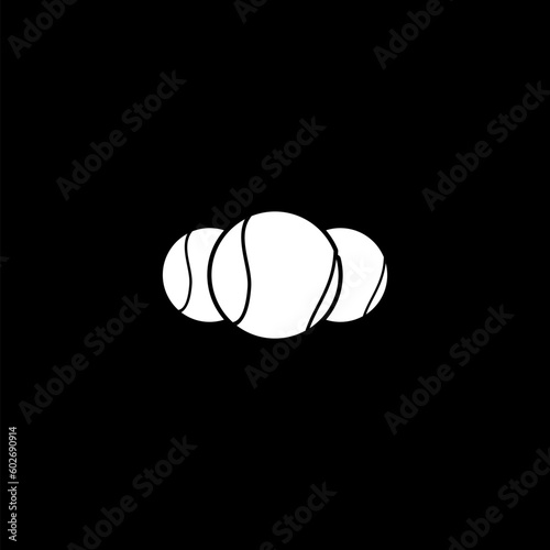 Tennis ball illustration logo icon  isolated on black background