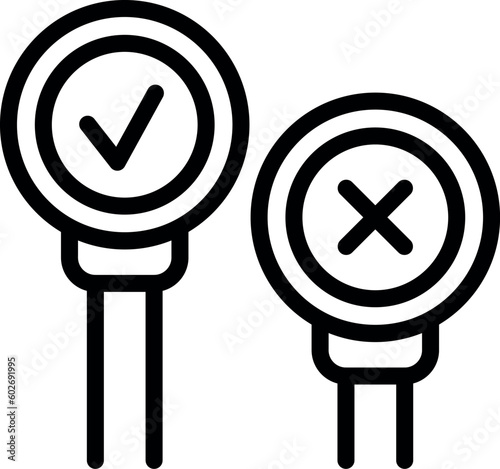 Approved and rejected project icon outline vector. Idea report. Rocket app