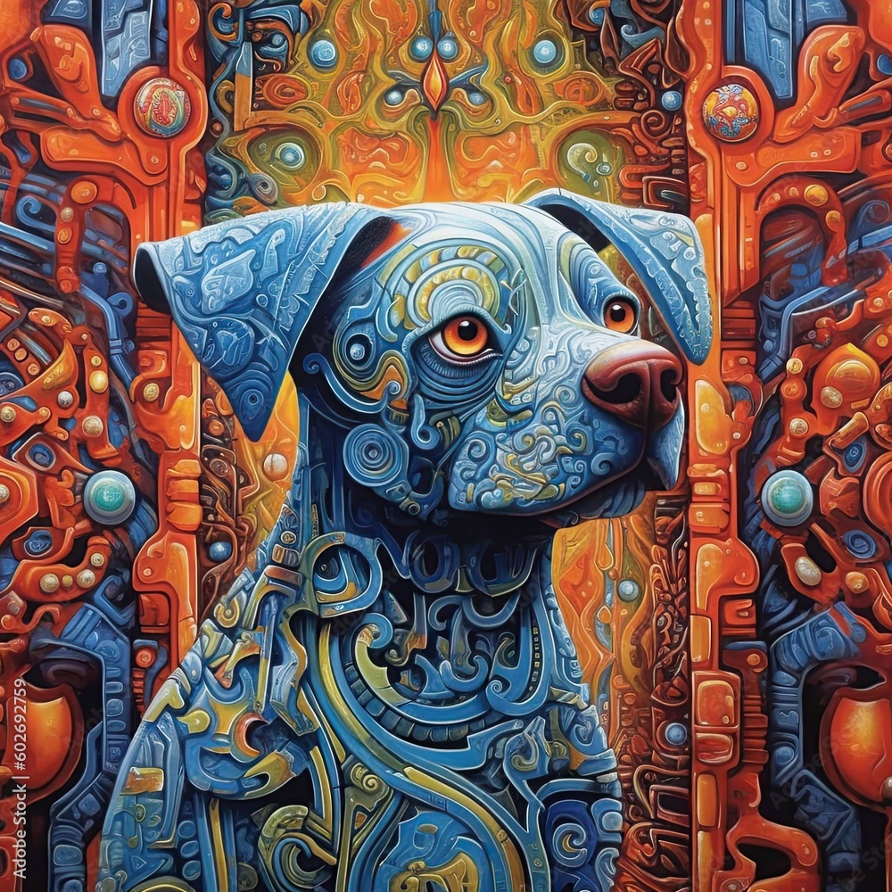 Naklejka premium Illustration of a animal and abstract art, AI Generated