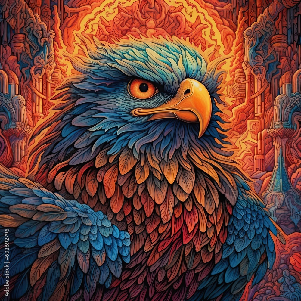 Obraz premium Illustration of a animal and abstract art, AI Generated