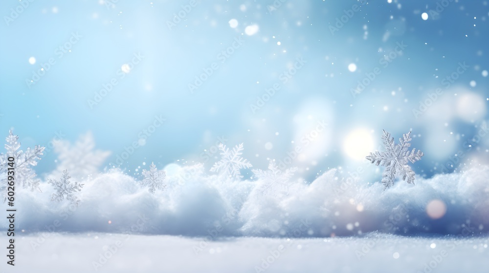 Winter snow background, copy space