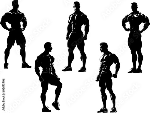 silhouettes of fitness people, vector set